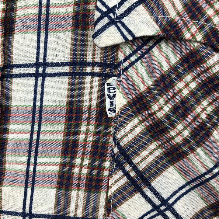 70s-80'S Levi's Check Pattern Long-Sleeve Shirt, Men's Size M (Equivalent), Vintage unclear navy blue type Vintage Second Hand