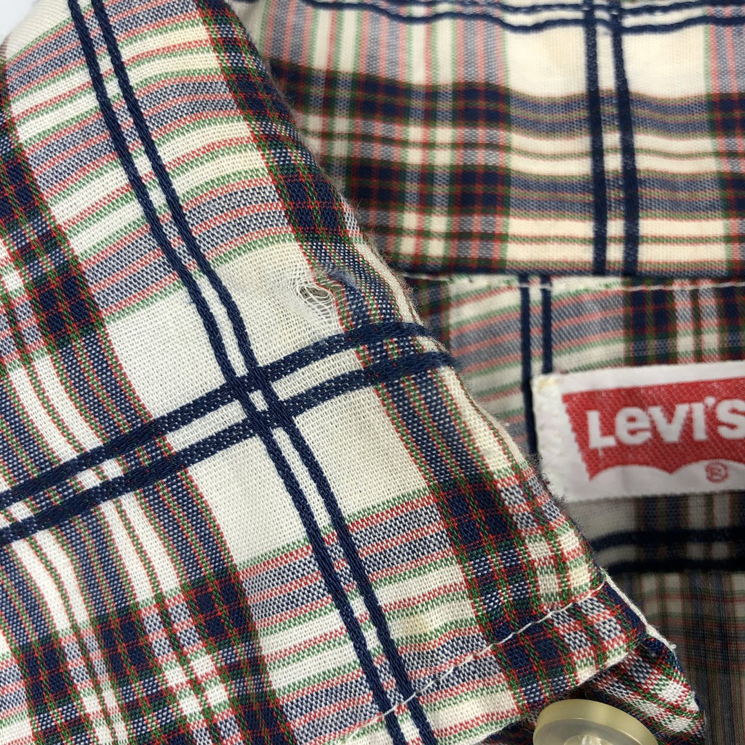 70s-80'S Levi's Check Pattern Long-Sleeve Shirt, Men's Size M (Equivalent), Vintage unclear navy blue type Vintage Second Hand