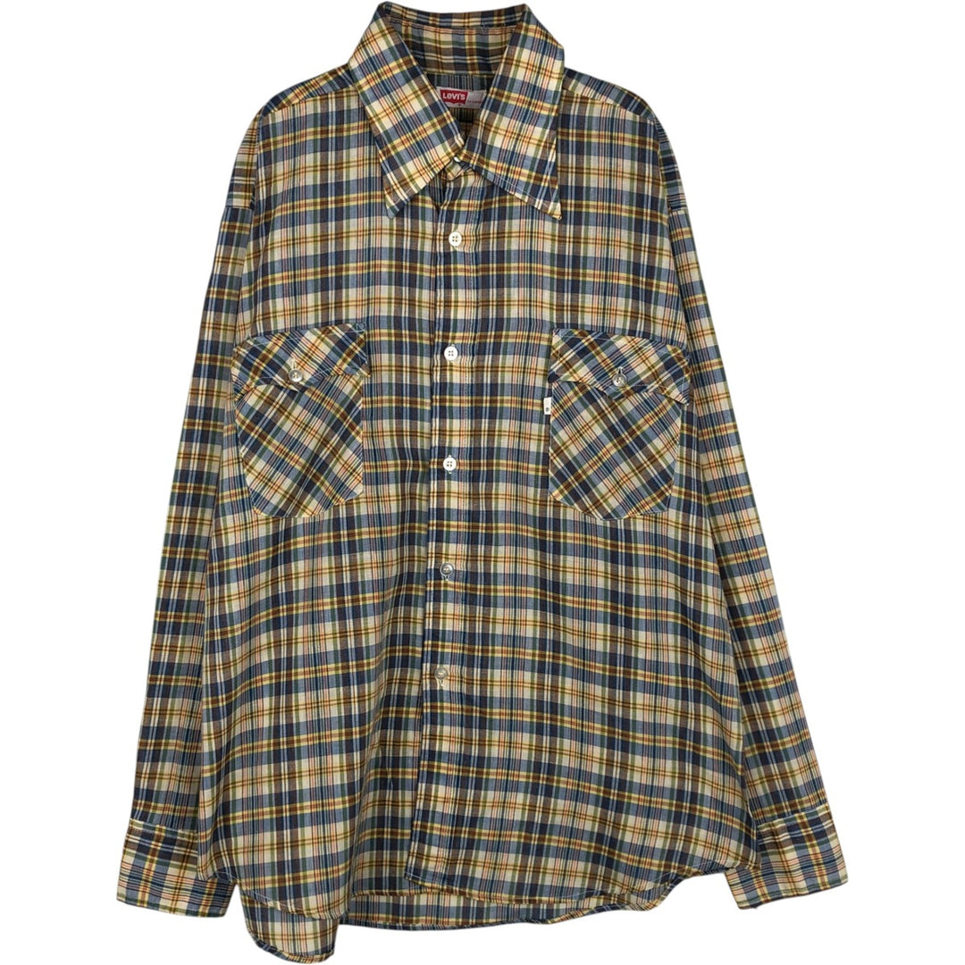 Levi's Check Pattern Long-Sleeve Shirt, Men's Size XL (approx.) unclear Beige type Vintage Second Hand