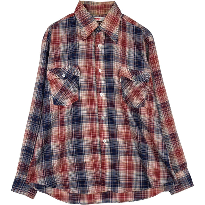 Levi's Check Pattern Long-Sleeve Shirt, Men's Size XL (approx.) unclear red type Vintage Second Hand