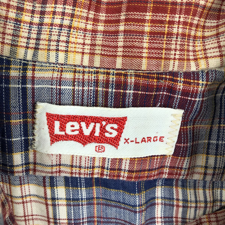 Levi's Check Pattern Long-Sleeve Shirt, Men's Size XL (approx.) unclear red type Vintage Second Hand