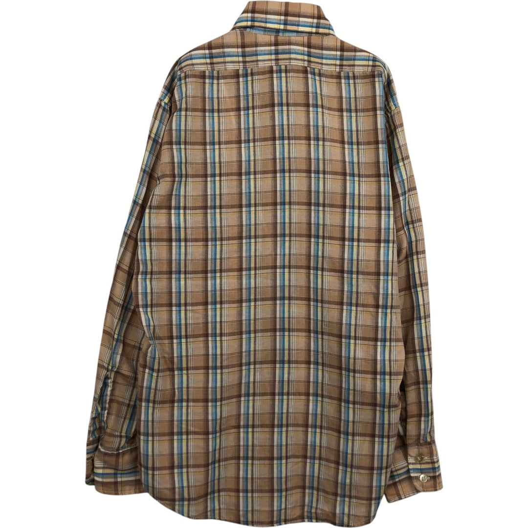 1970'S Levi's Check Pattern Long-Sleeve Shirt, Men's Size M (approx.), Vintage unclear brown type Vintage Second Hand