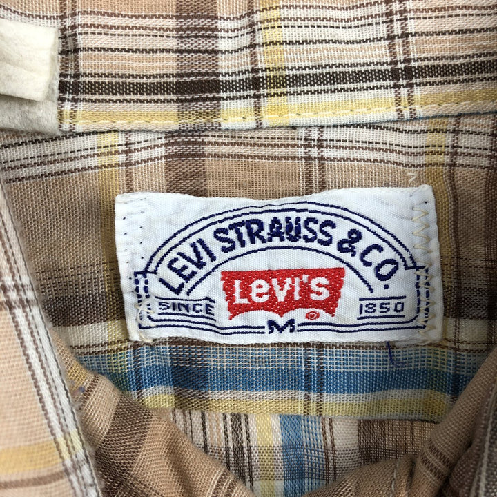 1970'S Levi's Check Pattern Long-Sleeve Shirt, Men's Size M (approx.), Vintage unclear brown type Vintage Second Hand