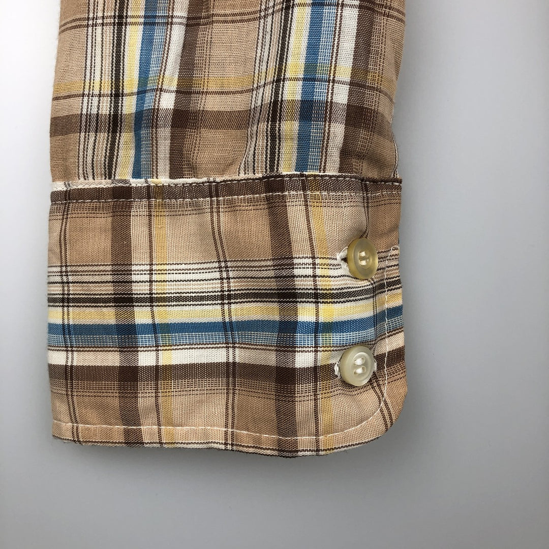 1970'S Levi's Check Pattern Long-Sleeve Shirt, Men's Size M (approx.), Vintage unclear brown type Vintage Second Hand