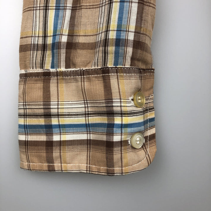1970'S Levi's Check Pattern Long-Sleeve Shirt, Men's Size M (approx.), Vintage unclear brown type Vintage Second Hand