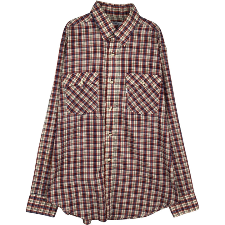 1970'S Levi's LEVI STRAUSS & CO. Long-Sleeve Cotton Check Shirt, Men's Size XL (Equivalent), Vintage cotton red type reddish brown Vintage Second Hand