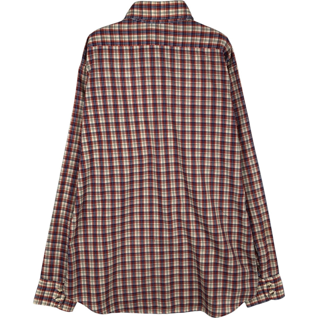 1970'S Levi's LEVI STRAUSS & CO. Long-Sleeve Cotton Check Shirt, Men's Size XL (Equivalent), Vintage cotton red type reddish brown Vintage Second Hand