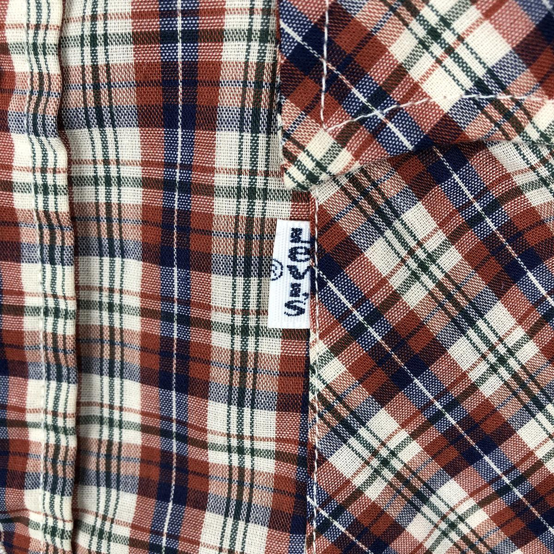 1970'S Levi's LEVI STRAUSS & CO. Long-Sleeve Cotton Check Shirt, Men's Size XL (Equivalent), Vintage cotton red type reddish brown Vintage Second Hand