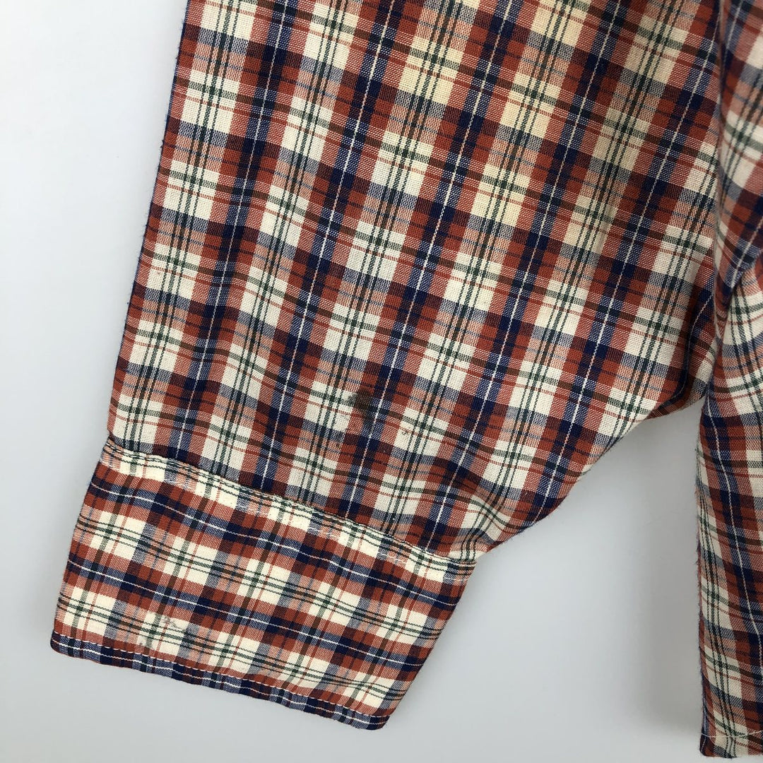 1970'S Levi's LEVI STRAUSS & CO. Long-Sleeve Cotton Check Shirt, Men's Size XL (Equivalent), Vintage cotton red type reddish brown Vintage Second Hand