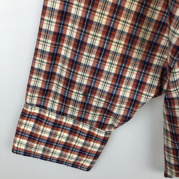 1970'S Levi's LEVI STRAUSS & CO. Long-Sleeve Cotton Check Shirt, Men's Size XL (Equivalent), Vintage cotton red type reddish brown Vintage Second Hand