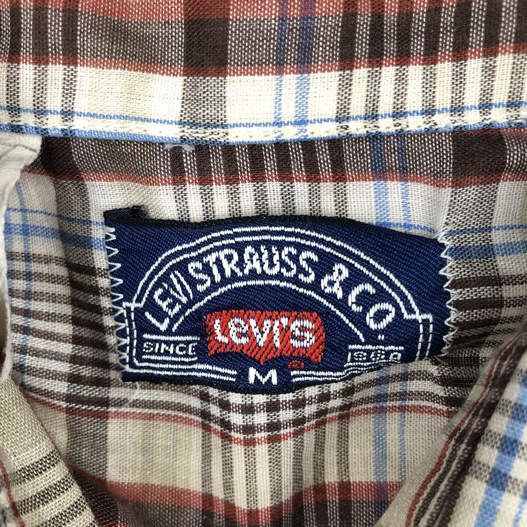 1980'S Levi's LEVI STRAUSS & CO. Check Pattern Long-Sleeve Shirt, Made in USA, Men's XL (approx.) Vintage unclear Beige type Vintage Second Hand