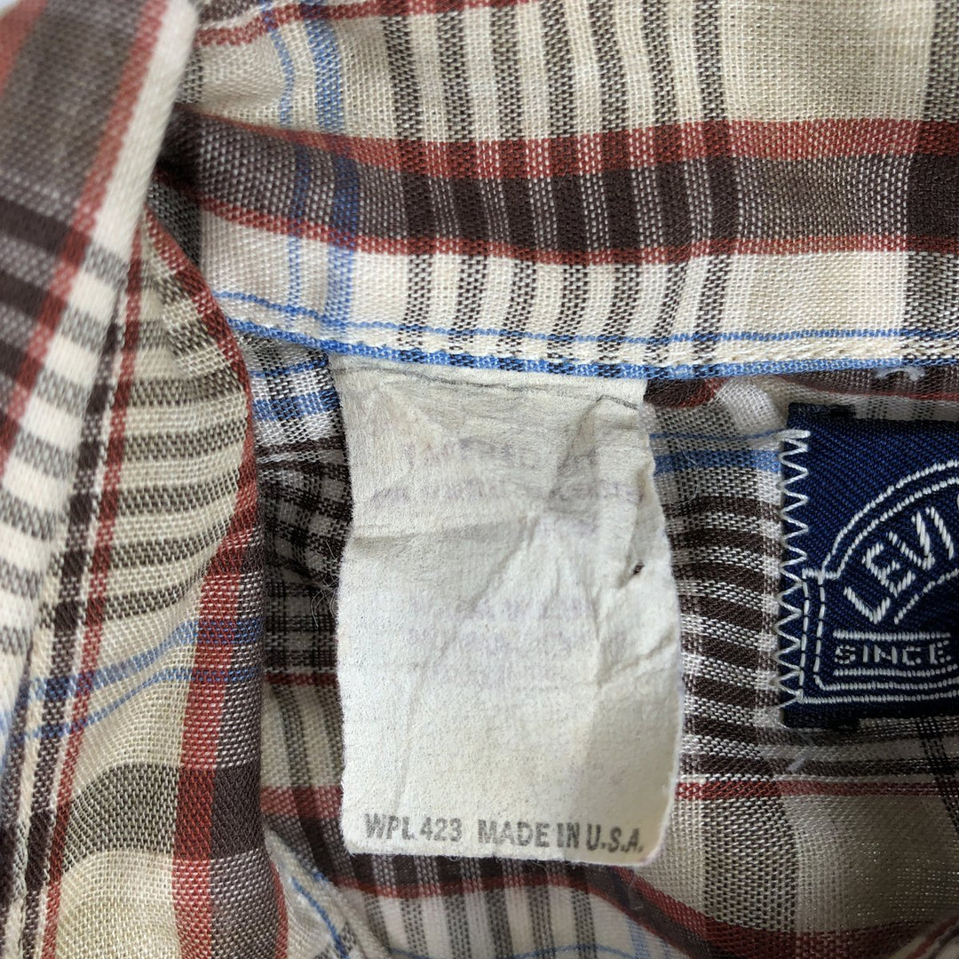 1980'S Levi's LEVI STRAUSS & CO. Check Pattern Long-Sleeve Shirt, Made in USA, Men's XL (approx.) Vintage unclear Beige type Vintage Second Hand