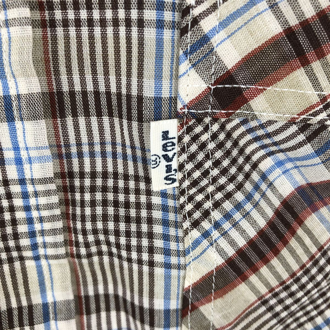 1980'S Levi's LEVI STRAUSS & CO. Check Pattern Long-Sleeve Shirt, Made in USA, Men's XL (approx.) Vintage unclear Beige type Vintage Second Hand