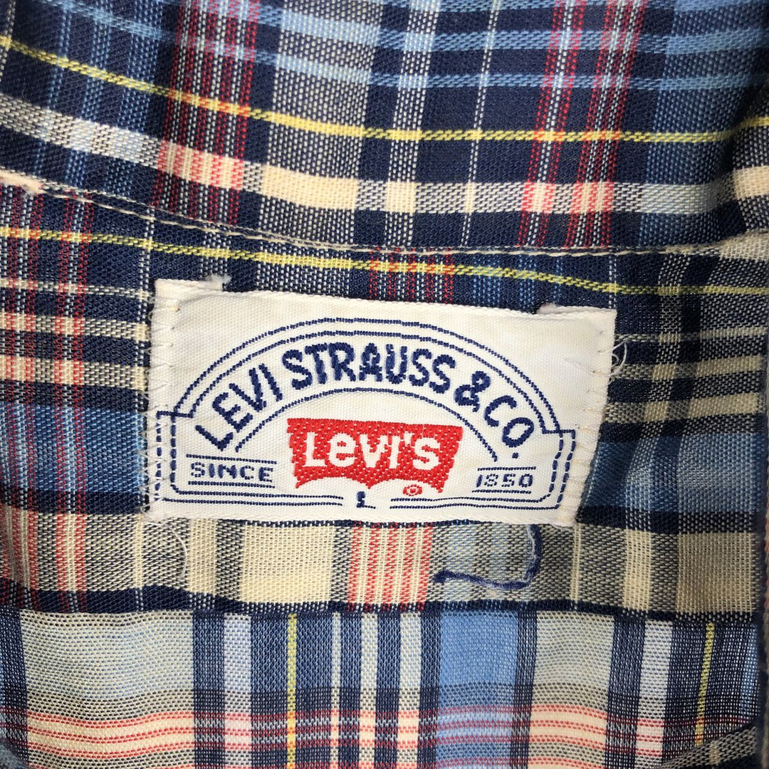 70s-80'S Levi's LEVI STRAUSS & CO. Long-Sleeve Cotton Check Shirt, Men's Size L (Equivalent), Vintage unclear Beige type Vintage Second Hand