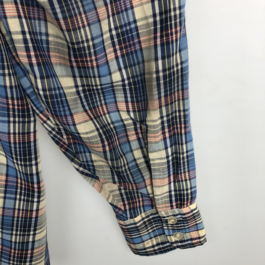 70s-80'S Levi's LEVI STRAUSS & CO. Long-Sleeve Cotton Check Shirt, Men's Size L (Equivalent), Vintage unclear Beige type Vintage Second Hand