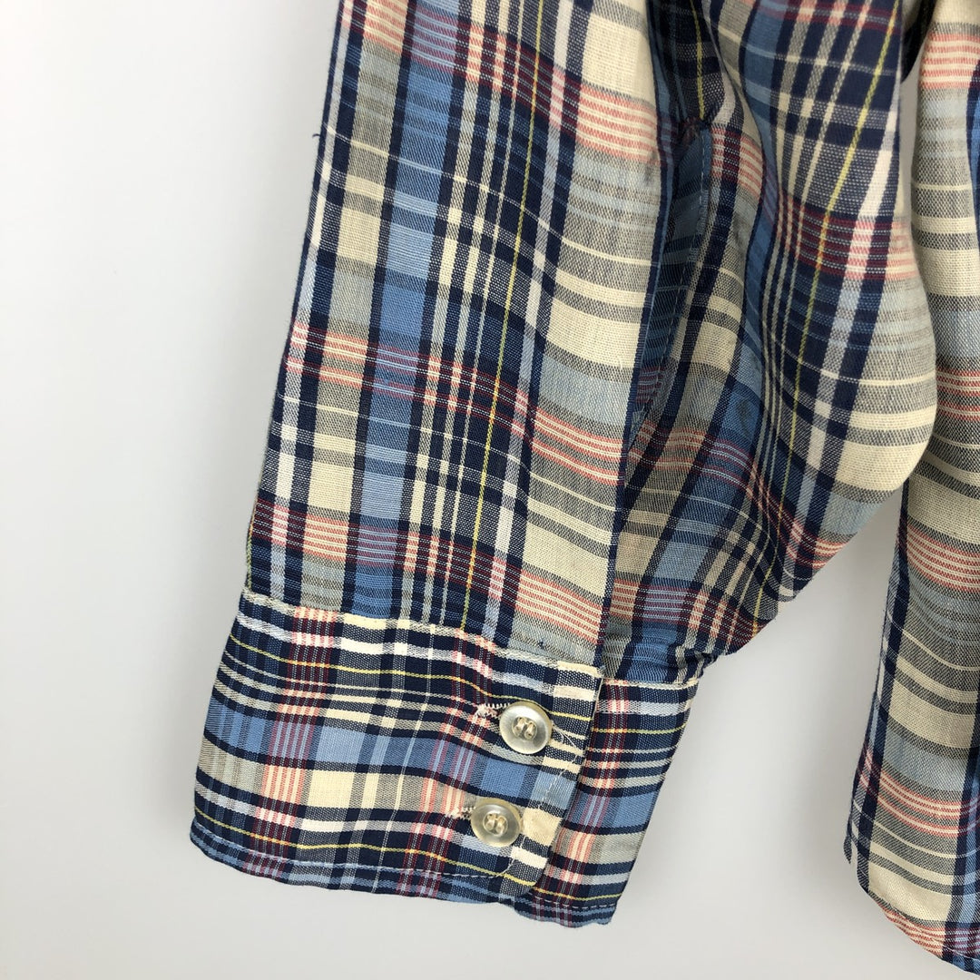 70s-80'S Levi's LEVI STRAUSS & CO. Long-Sleeve Cotton Check Shirt, Men's Size L (Equivalent), Vintage unclear Beige type Vintage Second Hand