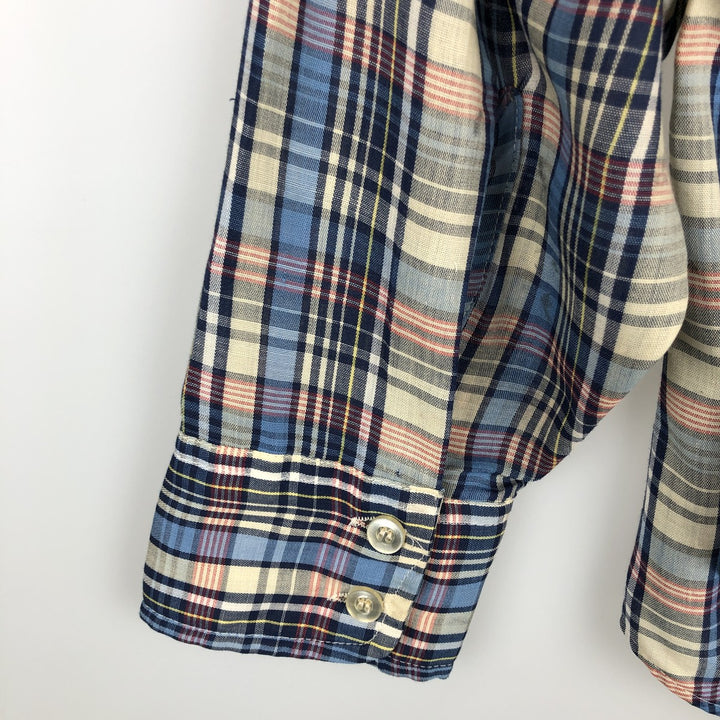 70s-80'S Levi's LEVI STRAUSS & CO. Long-Sleeve Cotton Check Shirt, Men's Size L (Equivalent), Vintage unclear Beige type Vintage Second Hand