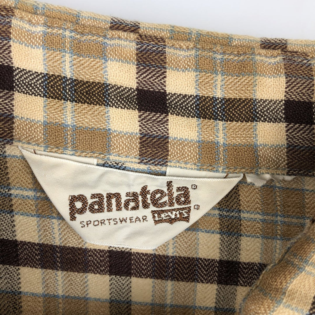 80'S PANATELA LEVI'S Long-Sleeve Check Shirt, Men's Size XL (Equivalent), Vintage unclear beige type brown Vintage Second Hand