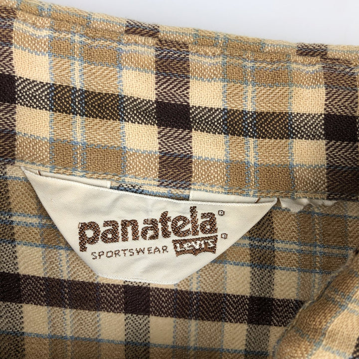 80'S PANATELA LEVI'S Long-Sleeve Check Shirt, Men's Size XL (Equivalent), Vintage unclear beige type brown Vintage Second Hand
