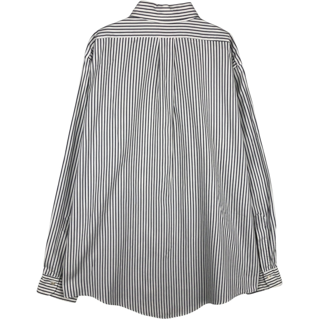 90'S Brooks Brothers MAKERS Long-Sleeve Button-Down Striped Shirt, Made in USA, Men's Size XL (Equivalent), Vintage cotton white type Vintage Second Hand