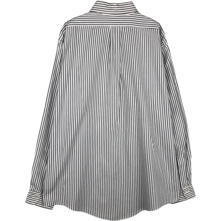 90'S Brooks Brothers MAKERS Long-Sleeve Button-Down Striped Shirt, Made in USA, Men's Size XL (Equivalent), Vintage cotton white type Vintage Second Hand