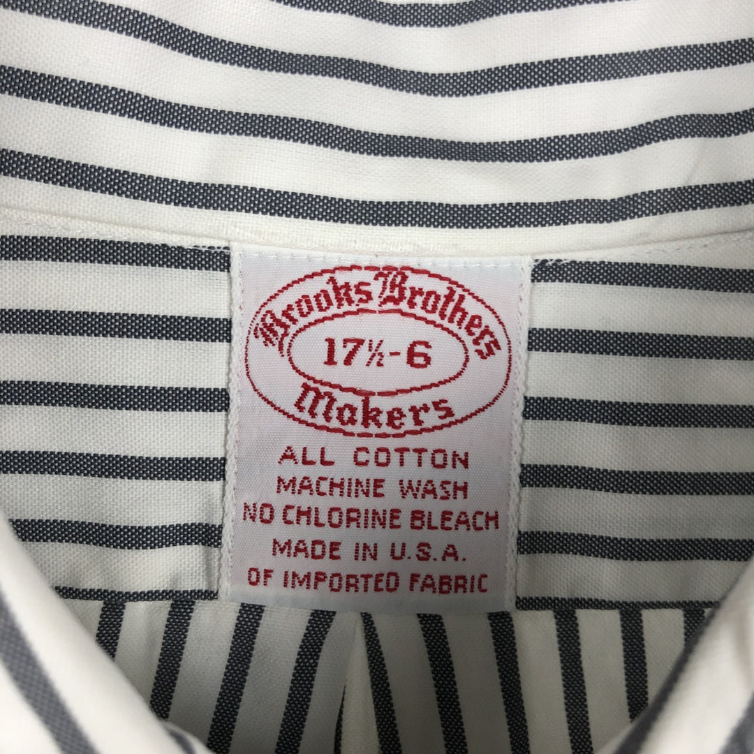 90'S Brooks Brothers MAKERS Long-Sleeve Button-Down Striped Shirt, Made in USA, Men's Size XL (Equivalent), Vintage cotton white type Vintage Second Hand
