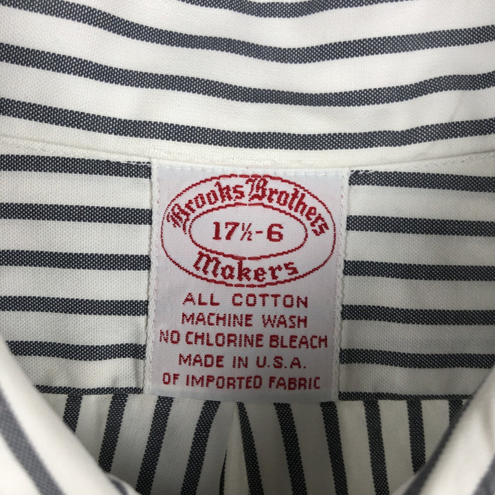 90'S Brooks Brothers MAKERS Long-Sleeve Button-Down Striped Shirt, Made in USA, Men's Size XL (Equivalent), Vintage cotton white type Vintage Second Hand