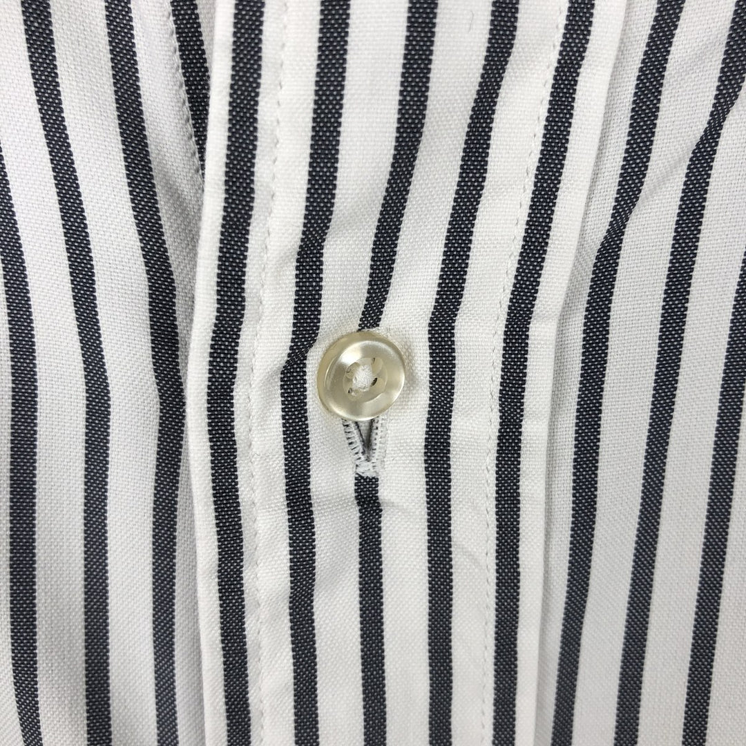 90'S Brooks Brothers MAKERS Long-Sleeve Button-Down Striped Shirt, Made in USA, Men's Size XL (Equivalent), Vintage cotton white type Vintage Second Hand