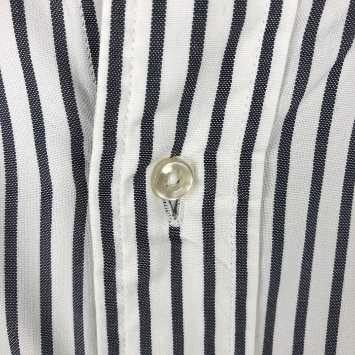 90'S Brooks Brothers MAKERS Long-Sleeve Button-Down Striped Shirt, Made in USA, Men's Size XL (Equivalent), Vintage cotton white type Vintage Second Hand