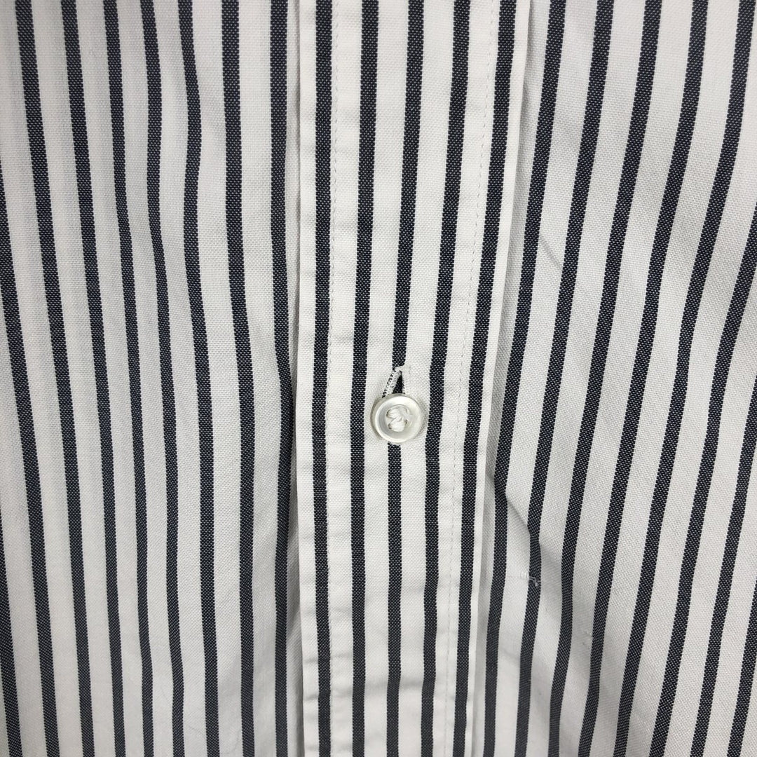 90'S Brooks Brothers MAKERS Long-Sleeve Button-Down Striped Shirt, Made in USA, Men's Size XL (Equivalent), Vintage cotton white type Vintage Second Hand