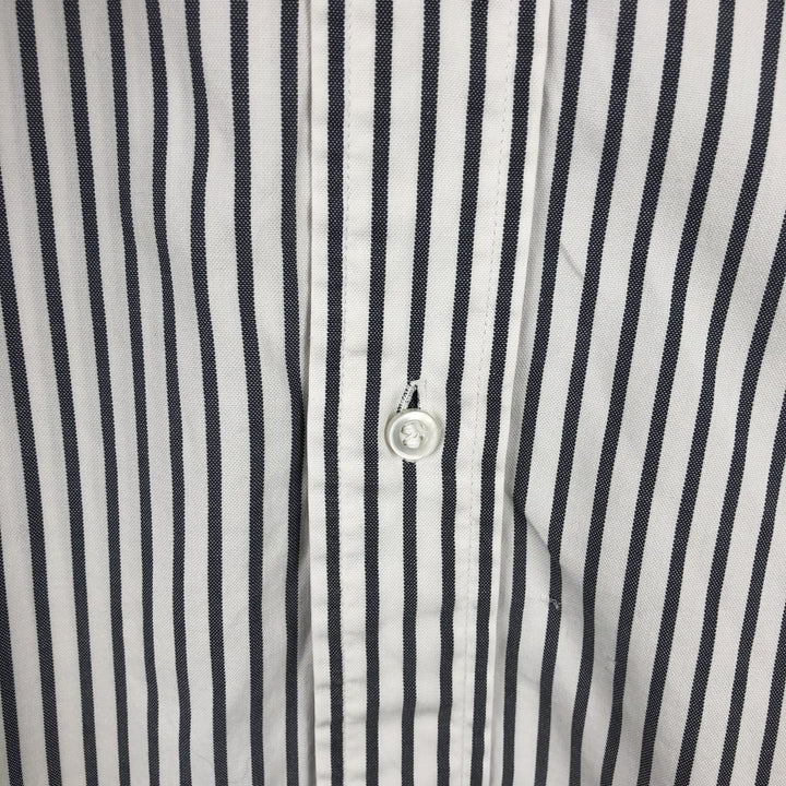 90'S Brooks Brothers MAKERS Long-Sleeve Button-Down Striped Shirt, Made in USA, Men's Size XL (Equivalent), Vintage cotton white type Vintage Second Hand