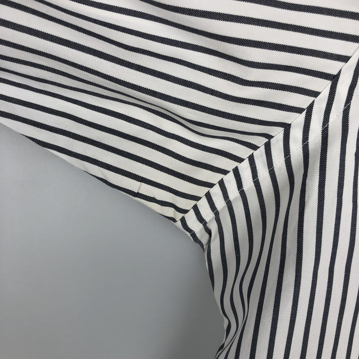 90'S Brooks Brothers MAKERS Long-Sleeve Button-Down Striped Shirt, Made in USA, Men's Size XL (Equivalent), Vintage cotton white type Vintage Second Hand