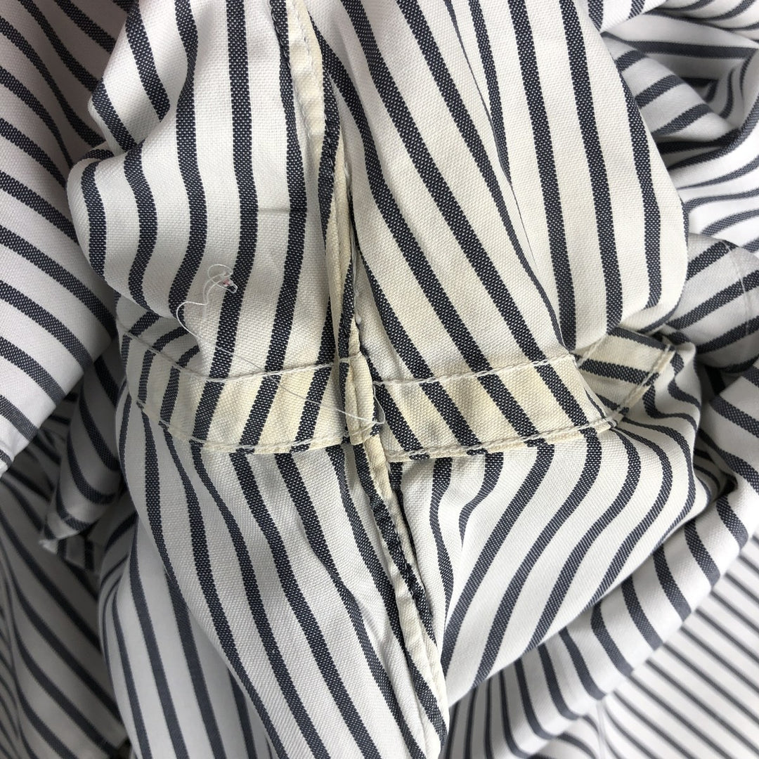 90'S Brooks Brothers MAKERS Long-Sleeve Button-Down Striped Shirt, Made in USA, Men's Size XL (Equivalent), Vintage cotton white type Vintage Second Hand