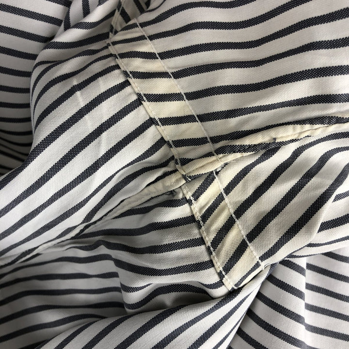 90'S Brooks Brothers MAKERS Long-Sleeve Button-Down Striped Shirt, Made in USA, Men's Size XL (Equivalent), Vintage cotton white type Vintage Second Hand