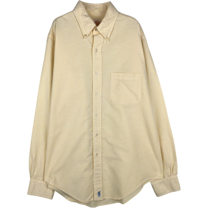 Brooks Brothers Long Sleeve Button-Down Striped Shirt Made in USA Men's Size L cotton yellow type Vintage Second Hand