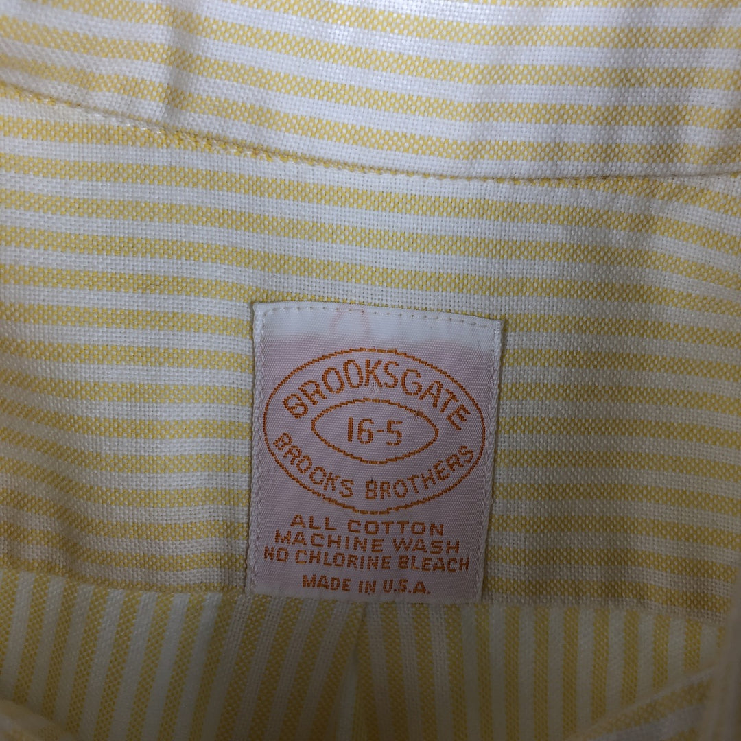Brooks Brothers Long Sleeve Button-Down Striped Shirt Made in USA Men's Size L cotton yellow type Vintage Second Hand