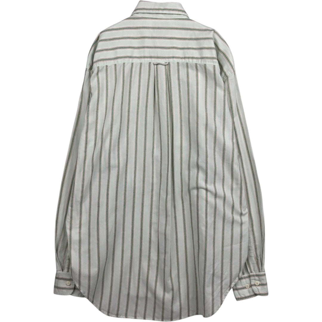 80'S GAP Old Gap Multi-Stripe Long-Sleeve Button-Down Stripe Shirt, Made in USA, Men's Size M cotton green type yellow green Vintage Second Hand