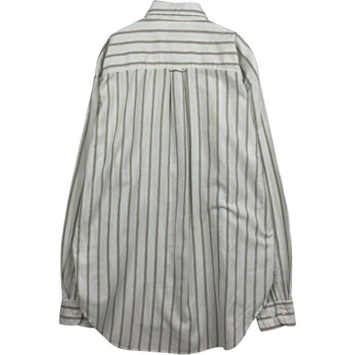 80'S GAP Old Gap Multi-Stripe Long-Sleeve Button-Down Stripe Shirt, Made in USA, Men's Size M cotton green type yellow green Vintage Second Hand
