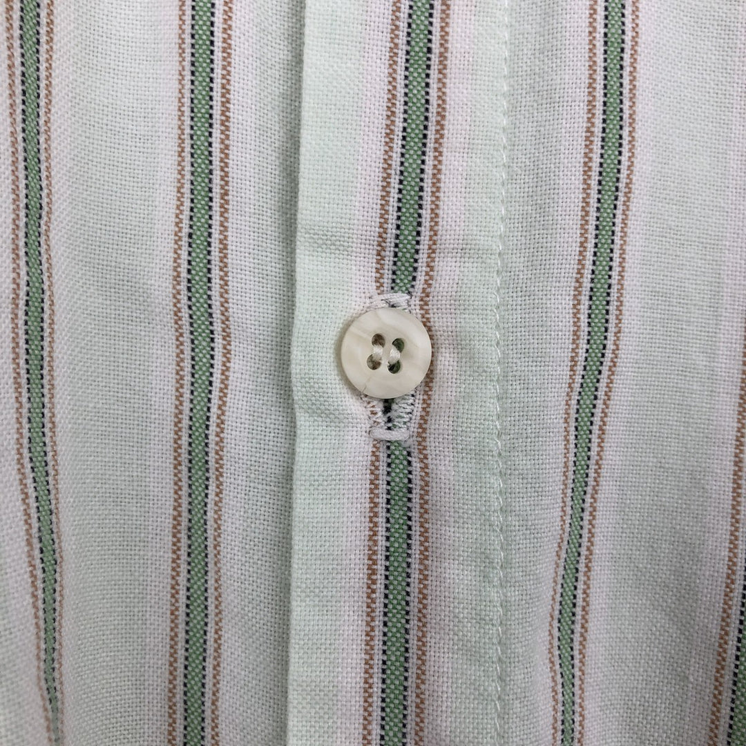 80'S GAP Old Gap Multi-Stripe Long-Sleeve Button-Down Stripe Shirt, Made in USA, Men's Size M cotton green type yellow green Vintage Second Hand