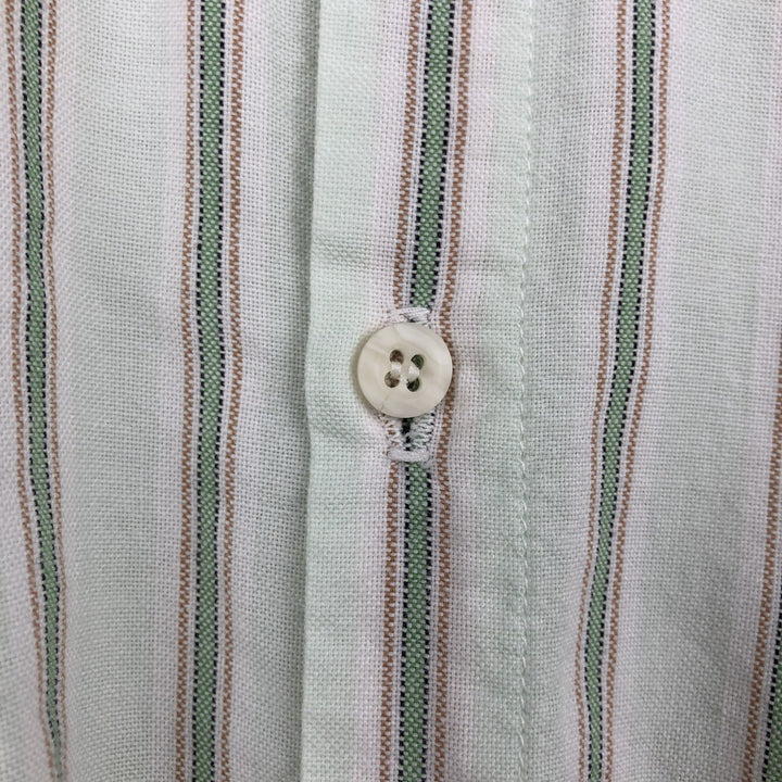 80'S GAP Old Gap Multi-Stripe Long-Sleeve Button-Down Stripe Shirt, Made in USA, Men's Size M cotton green type yellow green Vintage Second Hand