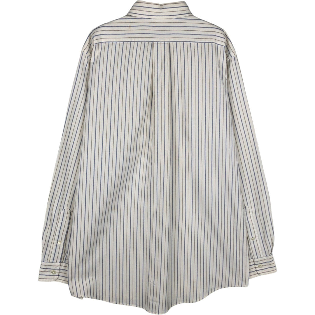 90'S LLBean Multi-Stripe Long-Sleeve Button-Down Striped Shirt, Men's Size M (Equivalent), Vintage cotton white type Vintage Second Hand
