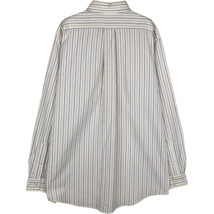 90'S LLBean Multi-Stripe Long-Sleeve Button-Down Striped Shirt, Men's Size M (Equivalent), Vintage cotton white type Vintage Second Hand