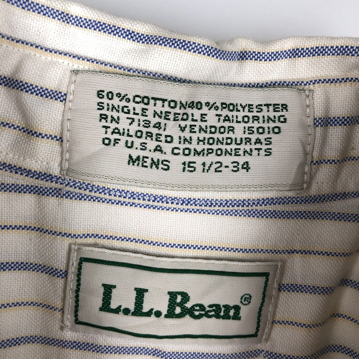 90'S LLBean Multi-Stripe Long-Sleeve Button-Down Striped Shirt, Men's Size M (Equivalent), Vintage cotton white type Vintage Second Hand