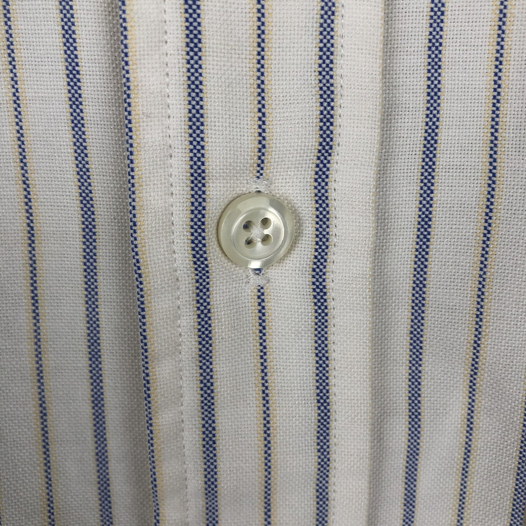 90'S LLBean Multi-Stripe Long-Sleeve Button-Down Striped Shirt, Men's Size M (Equivalent), Vintage cotton white type Vintage Second Hand