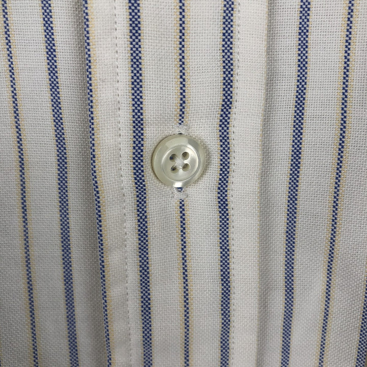 90'S LLBean Multi-Stripe Long-Sleeve Button-Down Striped Shirt, Men's Size M (Equivalent), Vintage cotton white type Vintage Second Hand