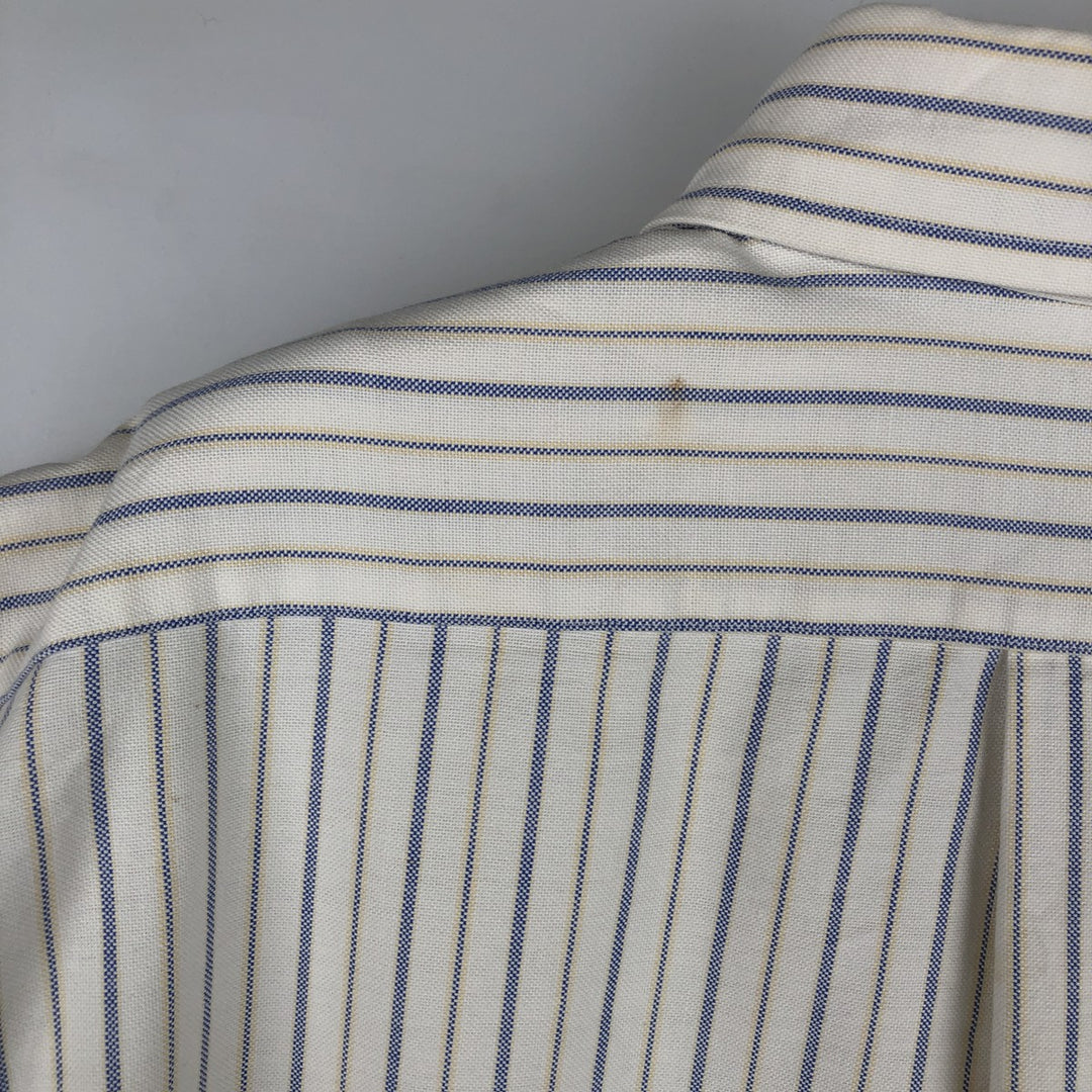 90'S LLBean Multi-Stripe Long-Sleeve Button-Down Striped Shirt, Men's Size M (Equivalent), Vintage cotton white type Vintage Second Hand