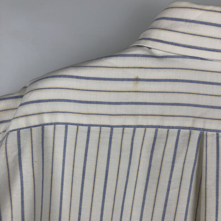 90'S LLBean Multi-Stripe Long-Sleeve Button-Down Striped Shirt, Men's Size M (Equivalent), Vintage cotton white type Vintage Second Hand