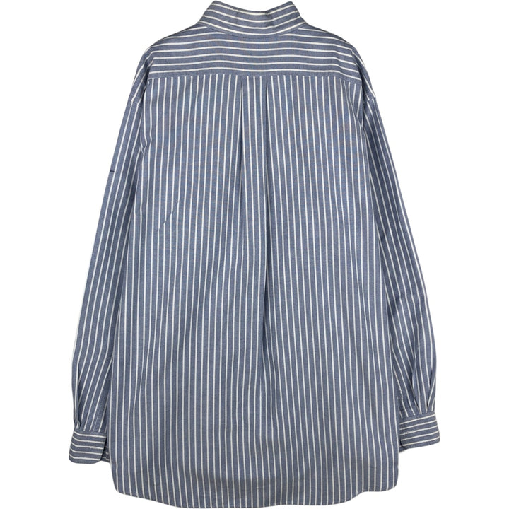90'S LLBean Long-Sleeve Button-Down Striped Shirt, Men's Size XL (Equivalent), Vintage cotton Blue type light blue Vintage Second Hand
