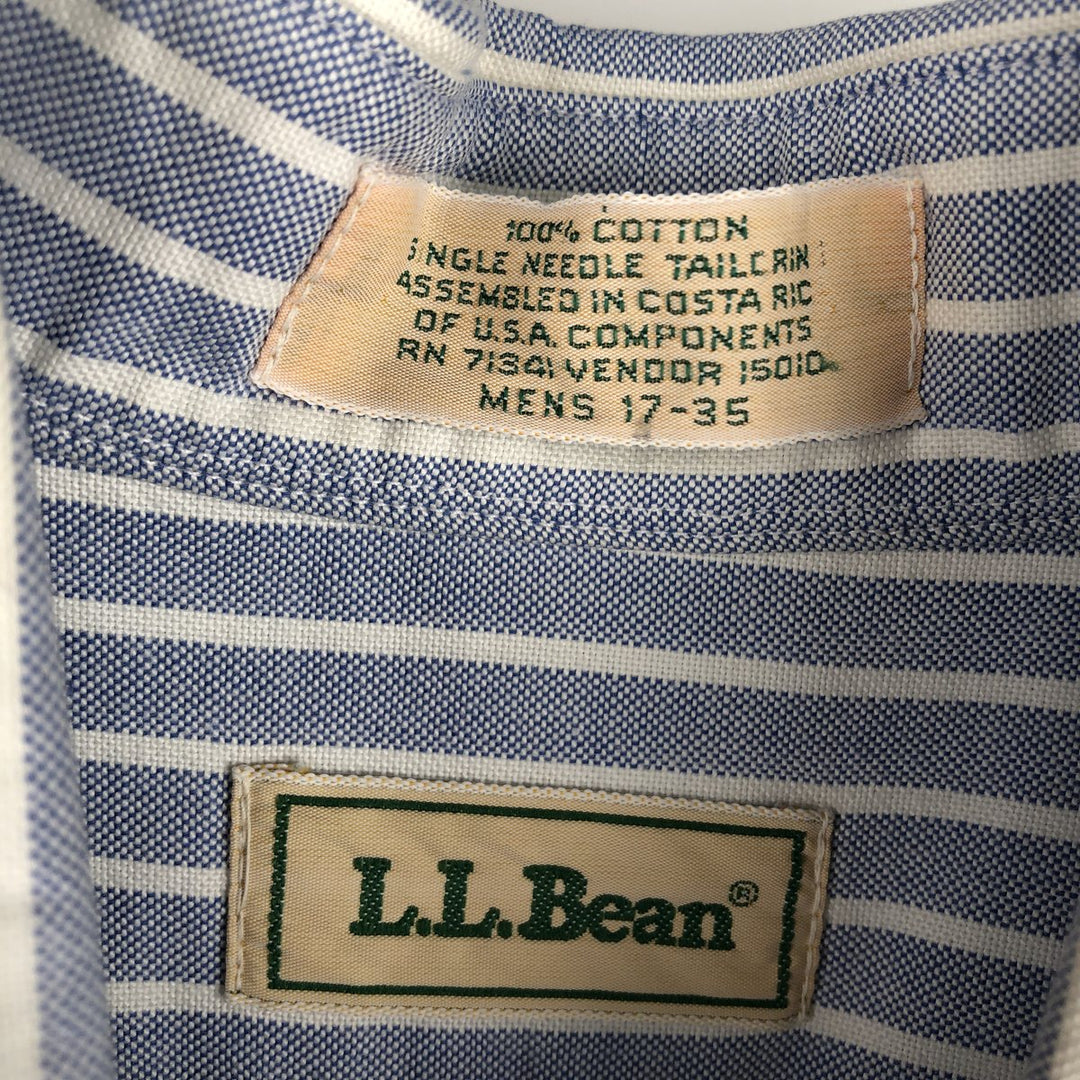 90'S LLBean Long-Sleeve Button-Down Striped Shirt, Men's Size XL (Equivalent), Vintage cotton Blue type light blue Vintage Second Hand