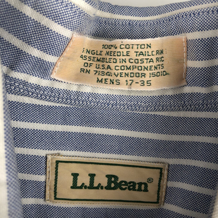 90'S LLBean Long-Sleeve Button-Down Striped Shirt, Men's Size XL (Equivalent), Vintage cotton Blue type light blue Vintage Second Hand